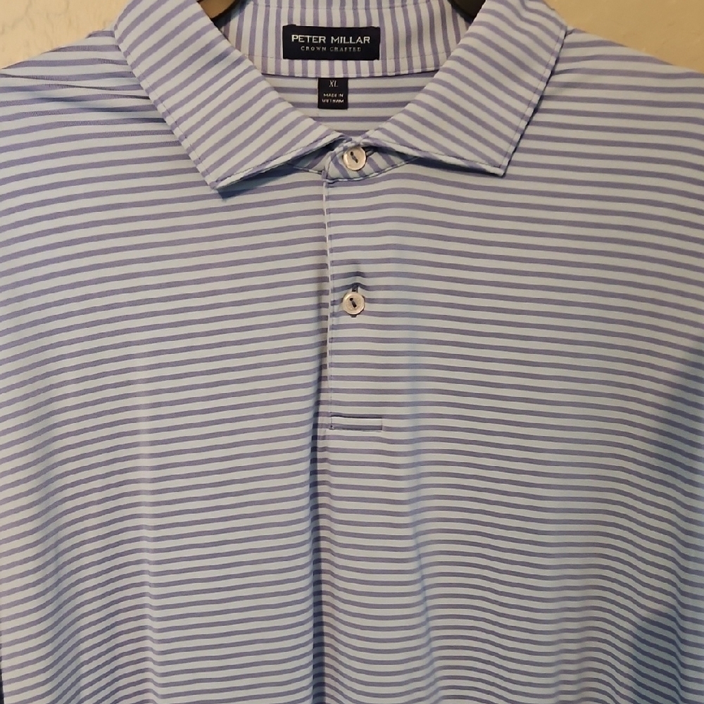Peter Millar Light Blue Striped Polo Shirt
